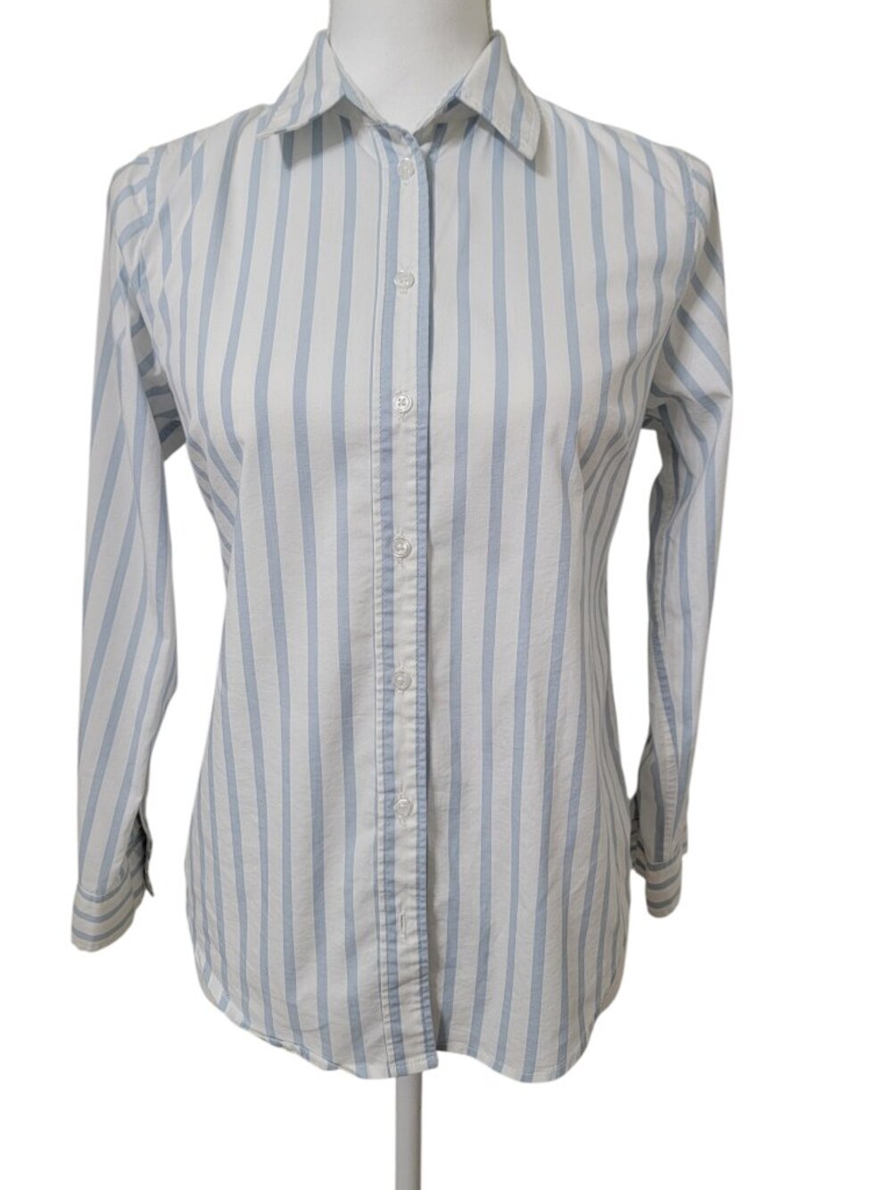 41 Hawthorn Size XS Petite White & Blue Striped Long Sleeve Button Down Shirt